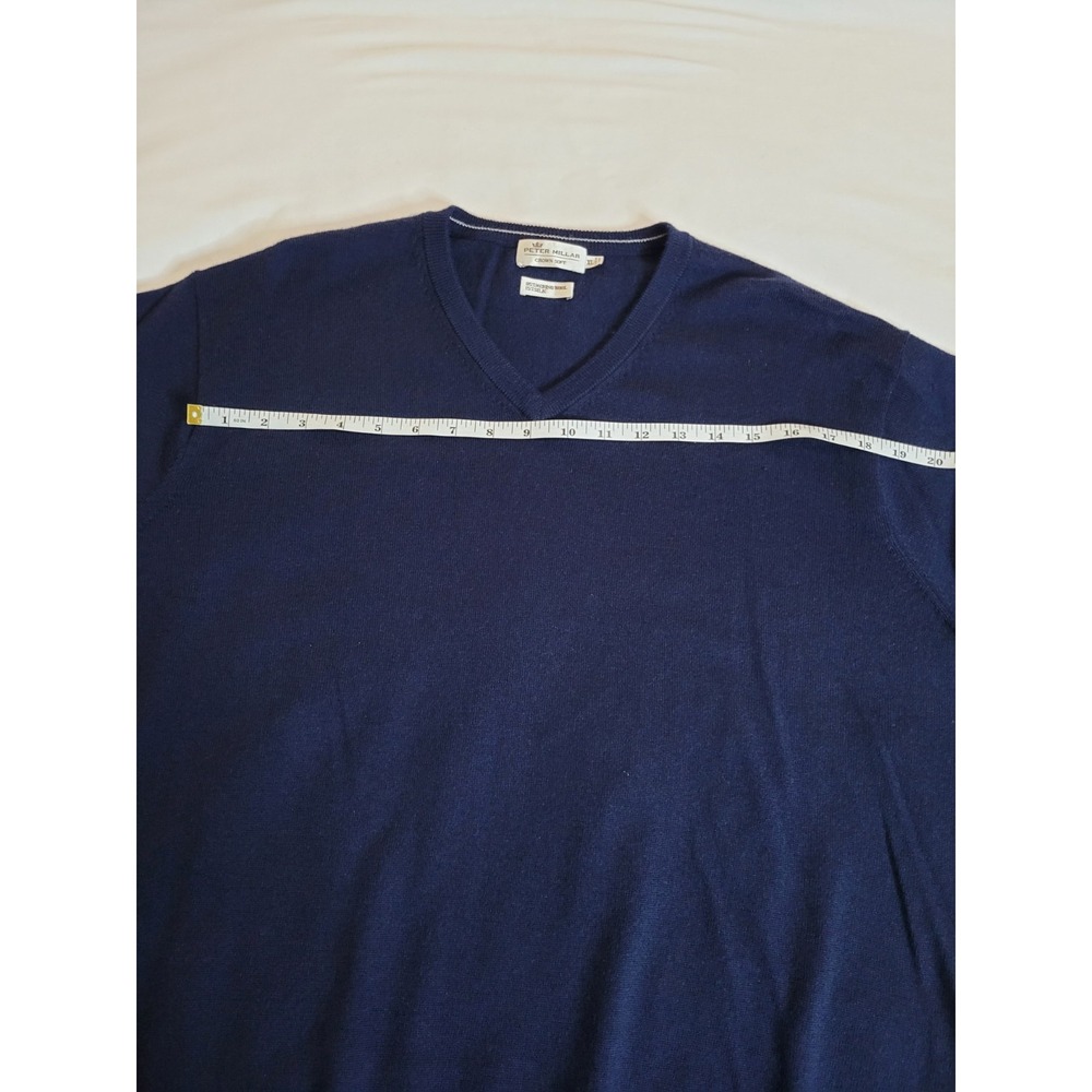 Peter Millar Sweater Mens XL Navy Blue V Neck Knit Pullover Lightweight Adult - Picture 6 of 12